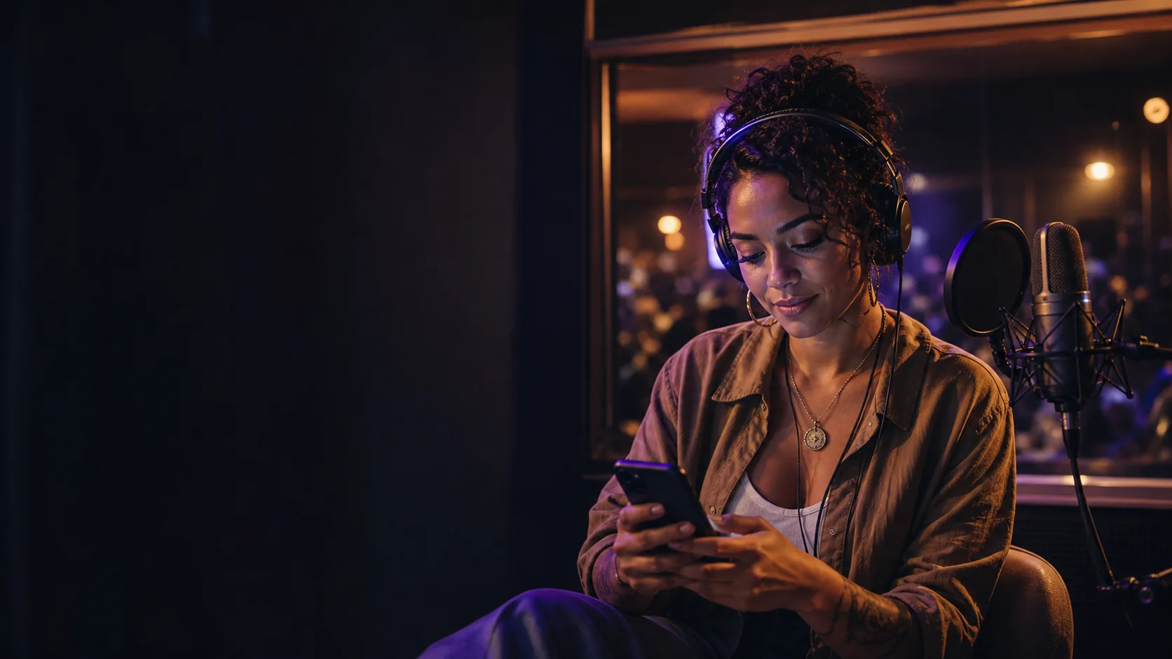 Cantora brasileira revisando sua divulgação musical depois da gravação