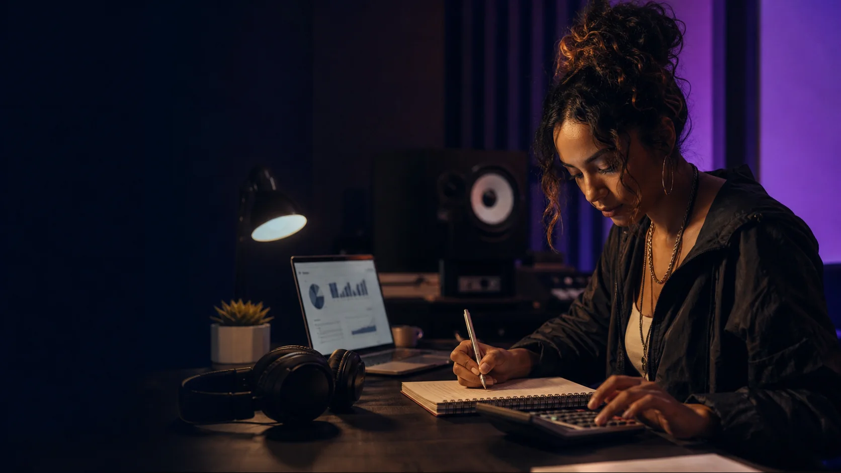Artista calculando o orçamento de uma campanha de divulgação musical